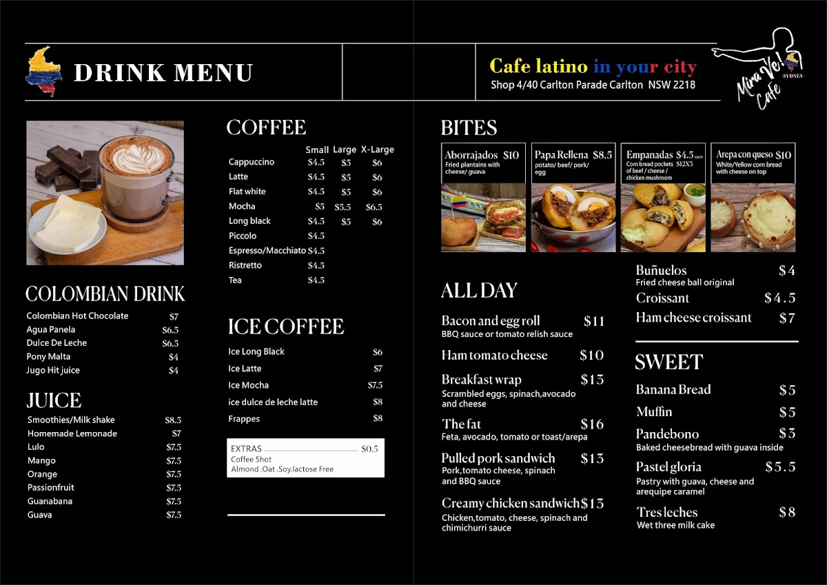 Menu, Mira Ve Cafe