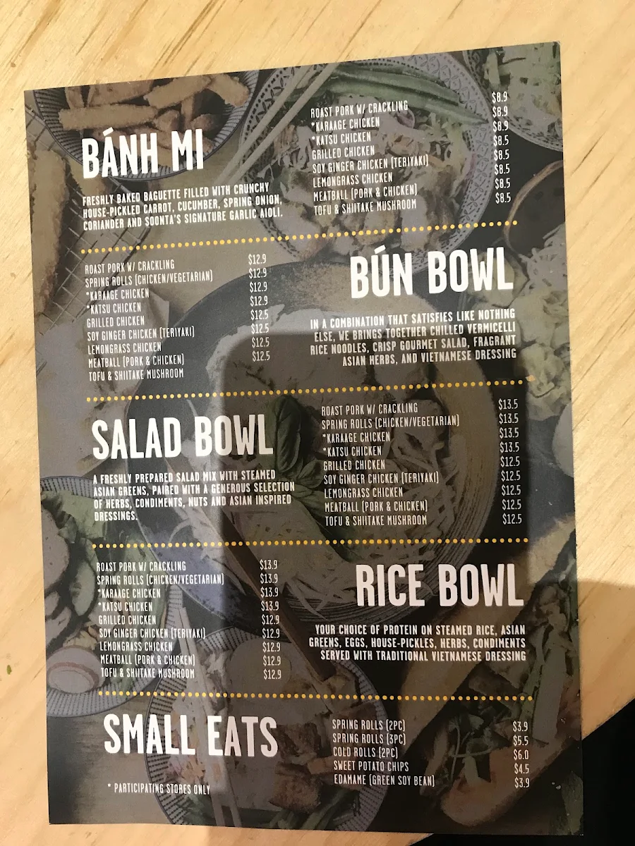 Menu, Soonta Norwood