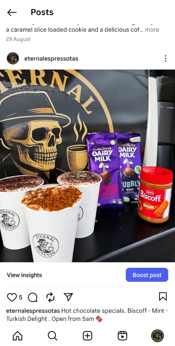 Menu, Eternal Espresso