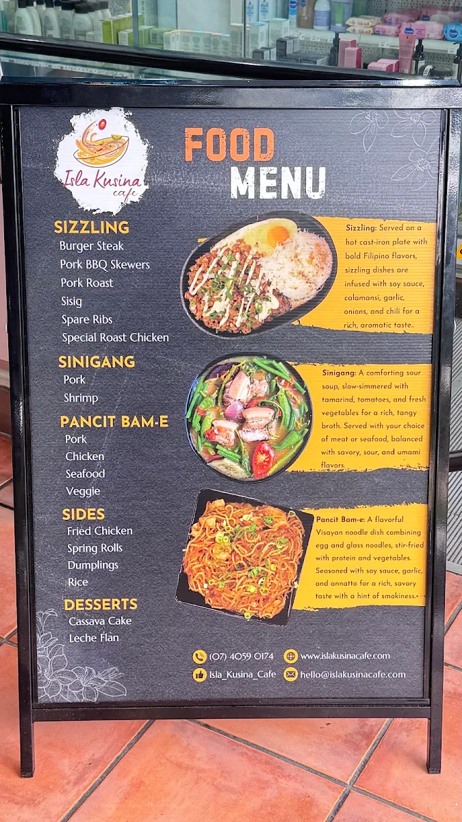 Menu, Isla Kusina Cafe