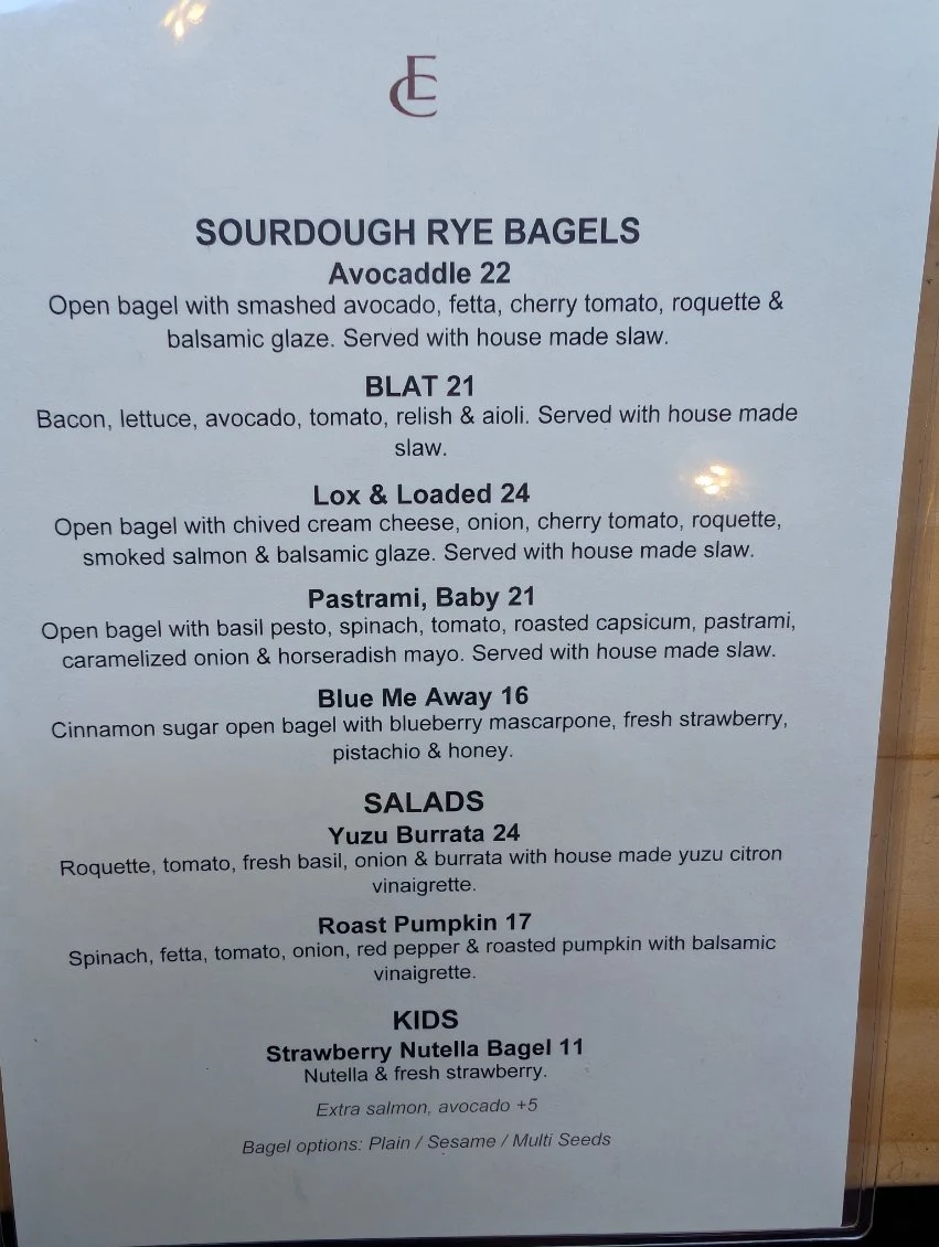 Menu, Elementary Coffee