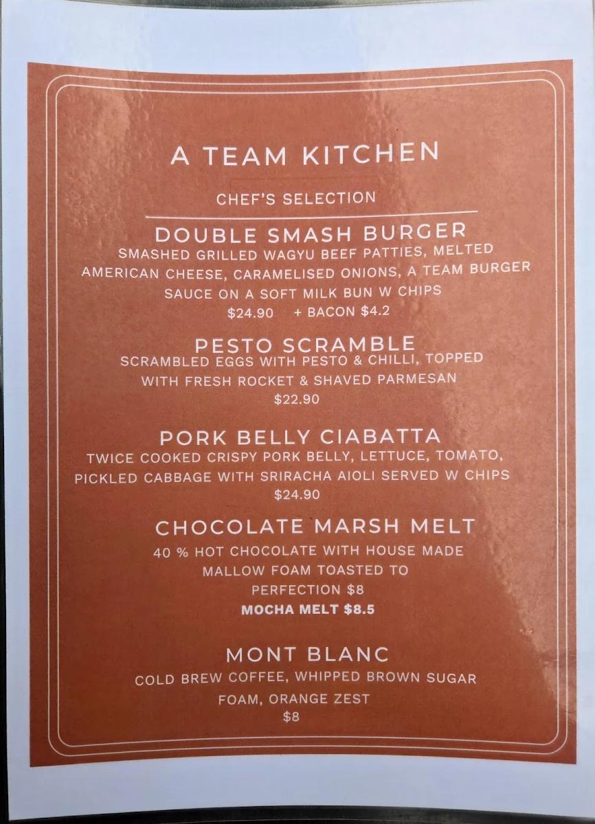 Menu, The A Team Kitchen