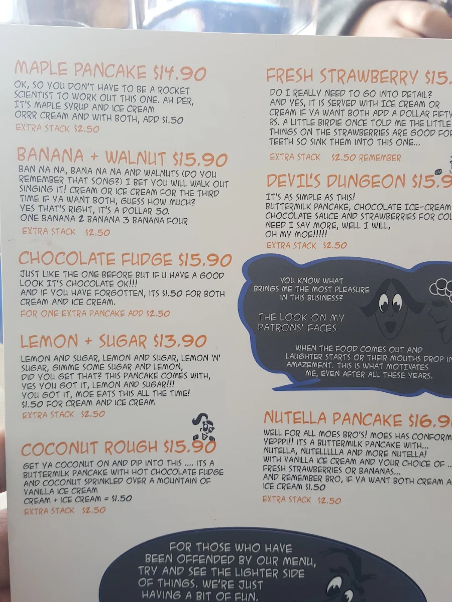 Menu, Lazy Moe's