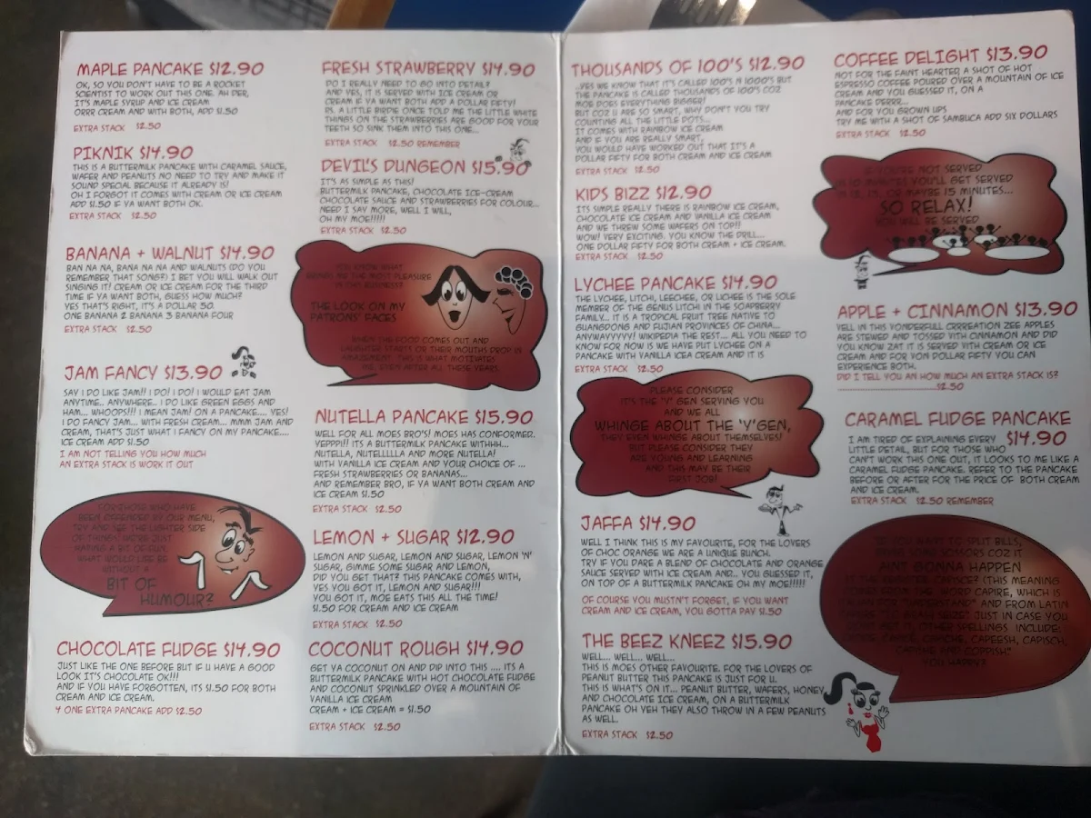 Menu, Lazy Moe's