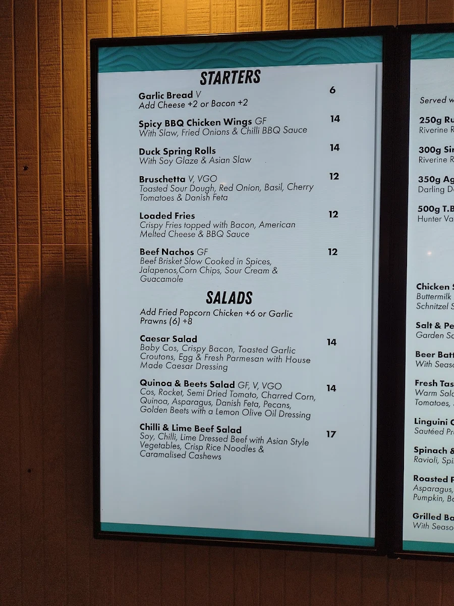 Menu, The Swansea Hotel