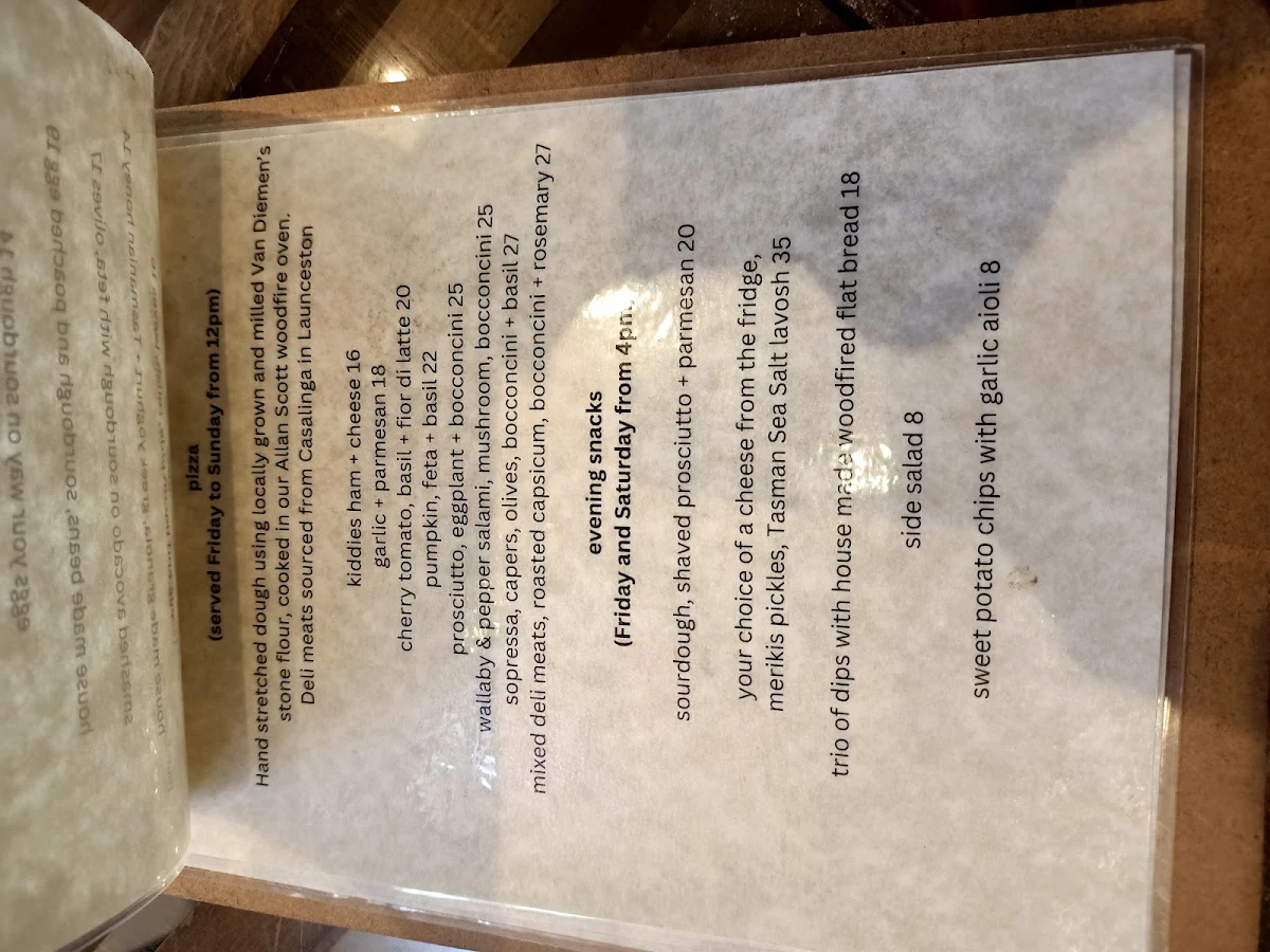Menu, Bunch Oatlands