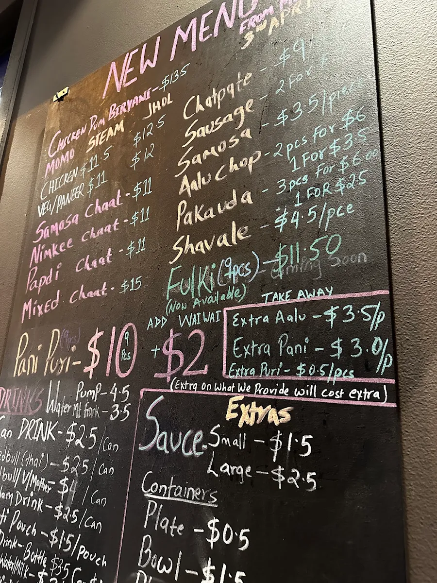 Menu, Nepali Chaat Haus