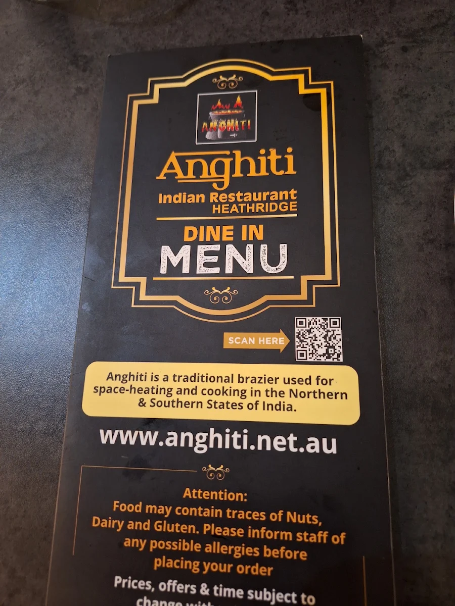 Menu, Anghiti Indian Restaurant