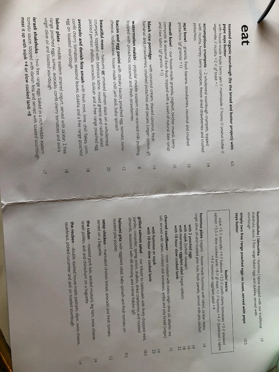 Menu, A Man and his Monkey Cafe