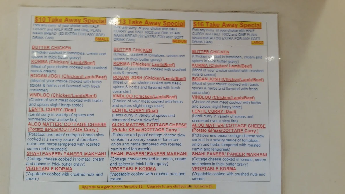 Menu, The Great Indian Delight - Deeragun