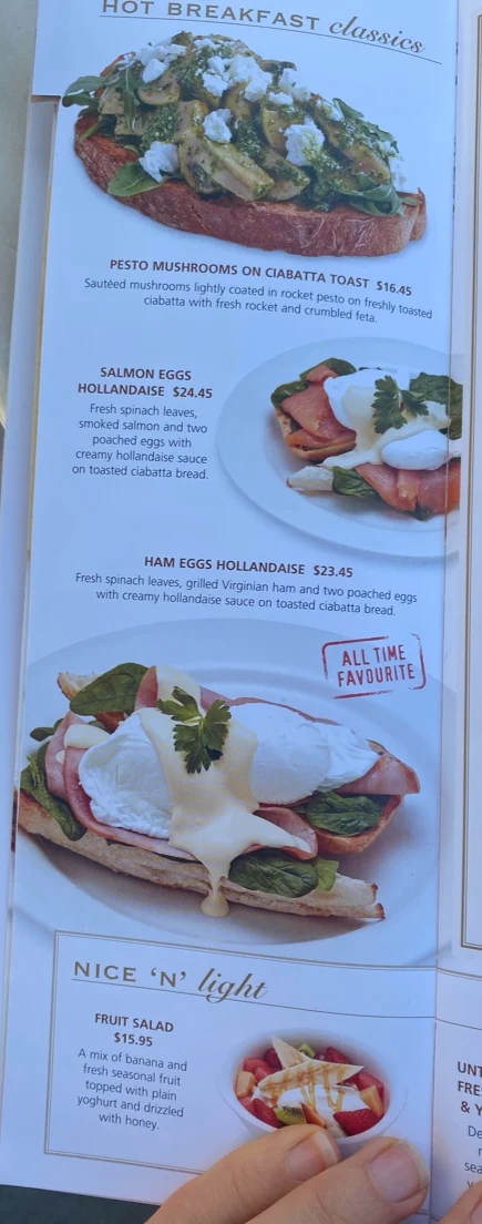 Menu, Dôme Café - Bassendean