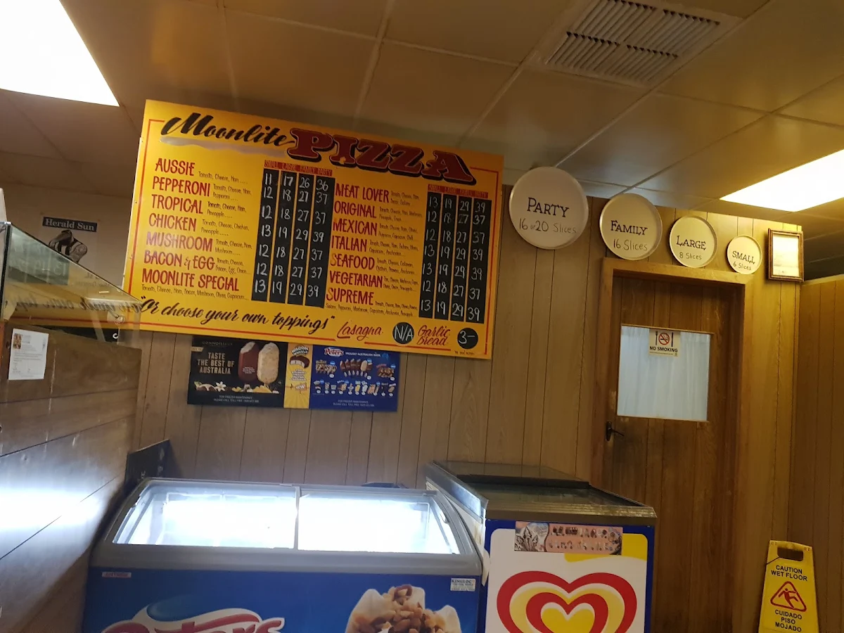 Menu, Moonlite Cafe & Pizza