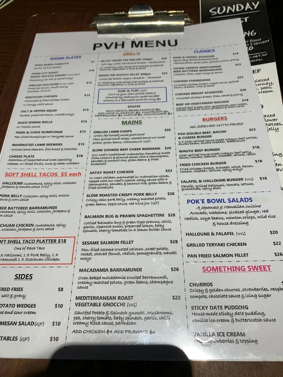 Menu, Parkview Hotel Alexandria