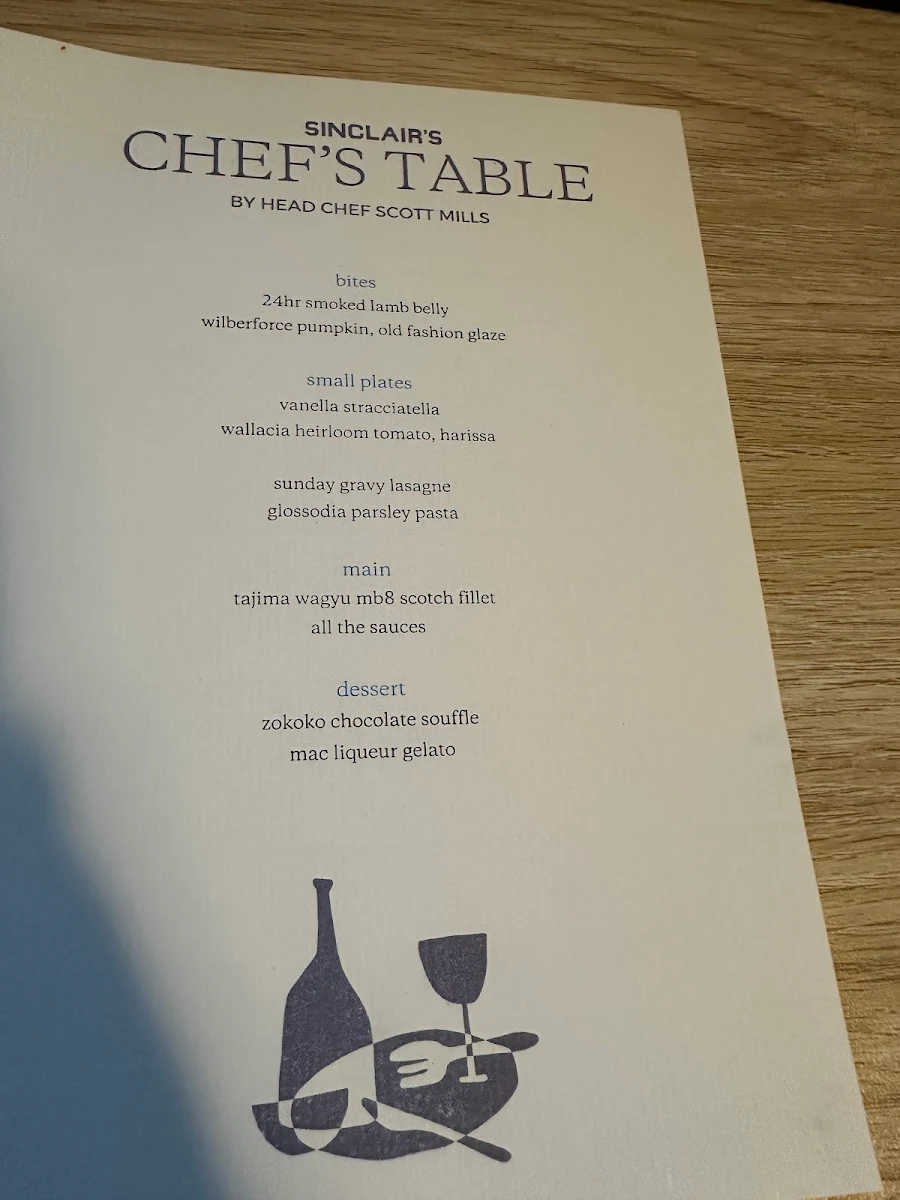 Menu, Sinclair’s