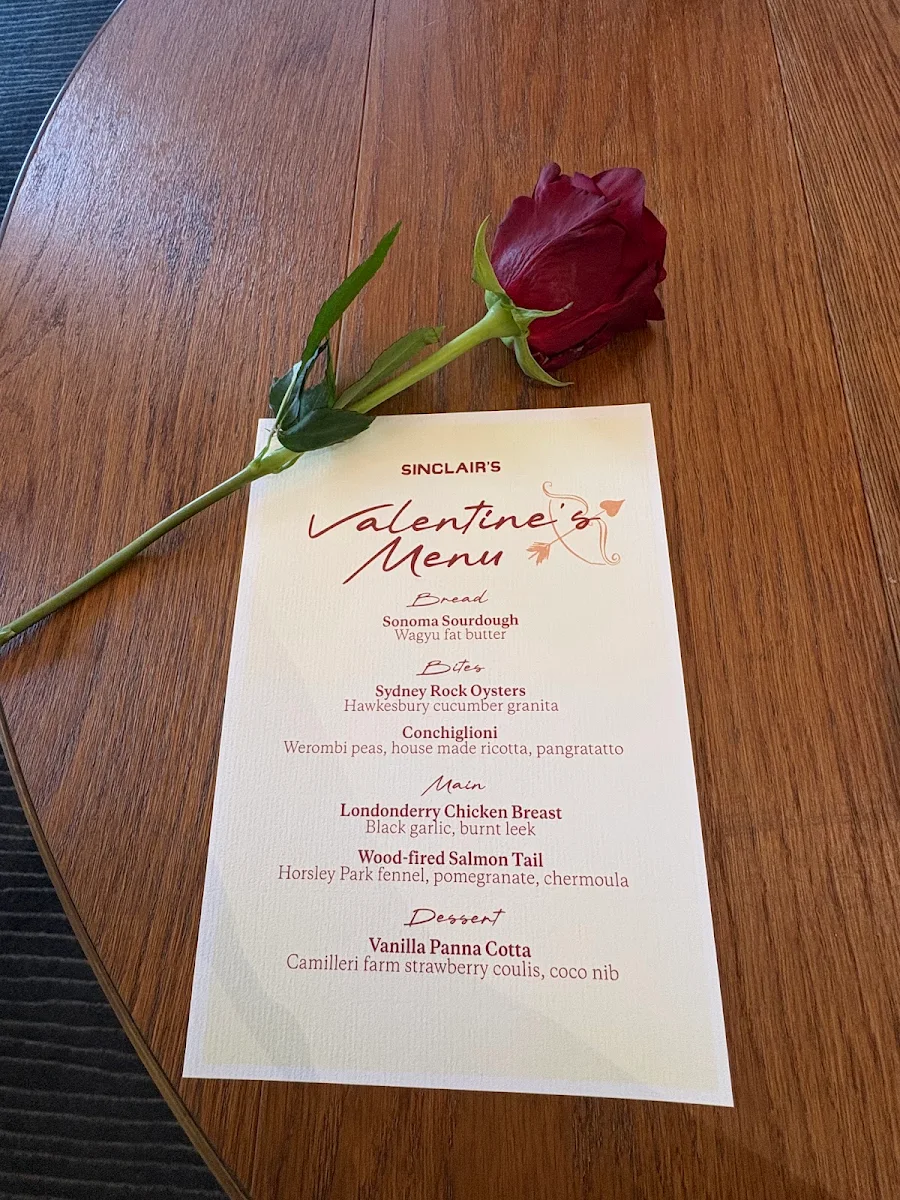 Menu, Sinclair’s