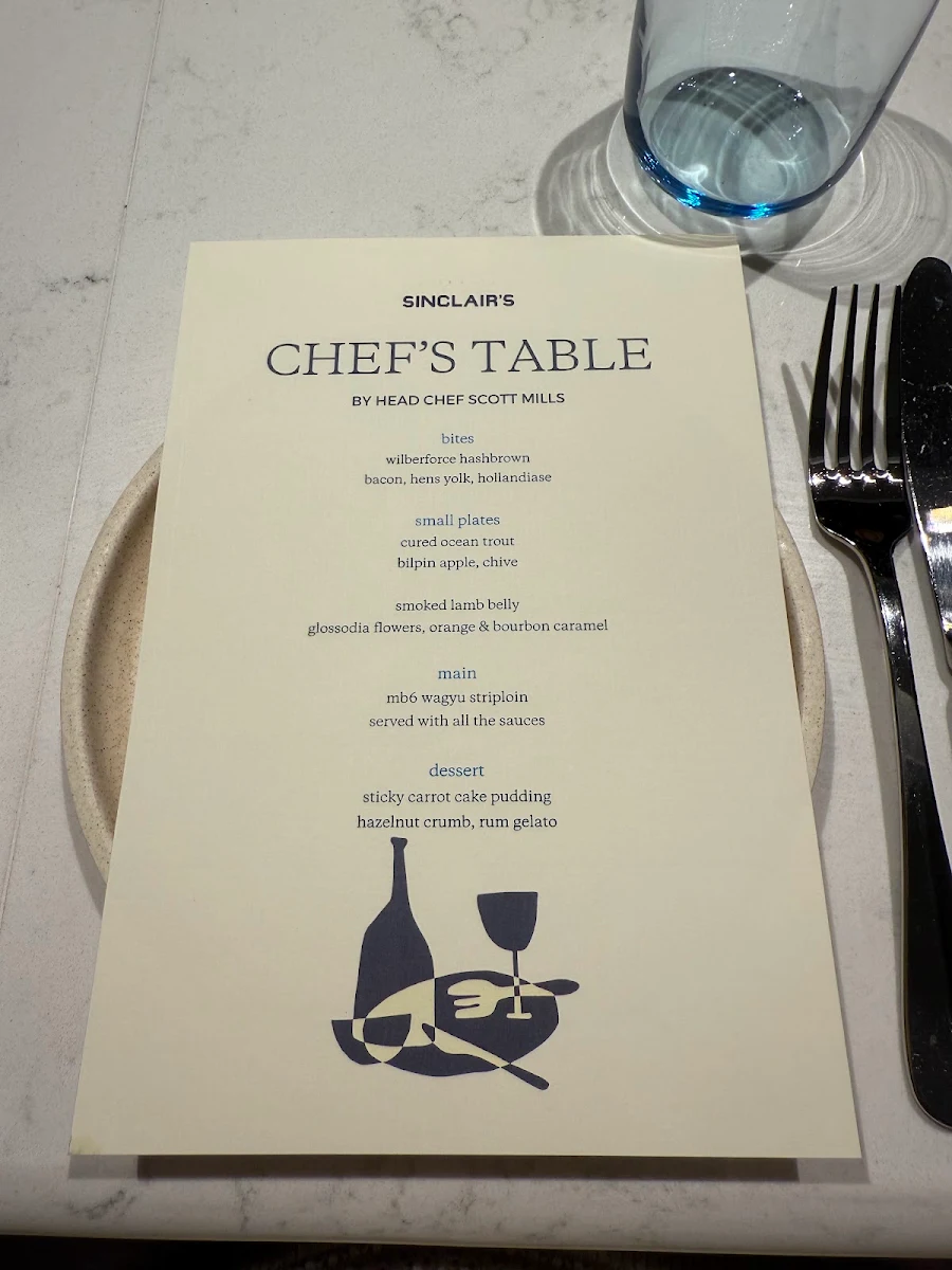 Menu, Sinclair’s