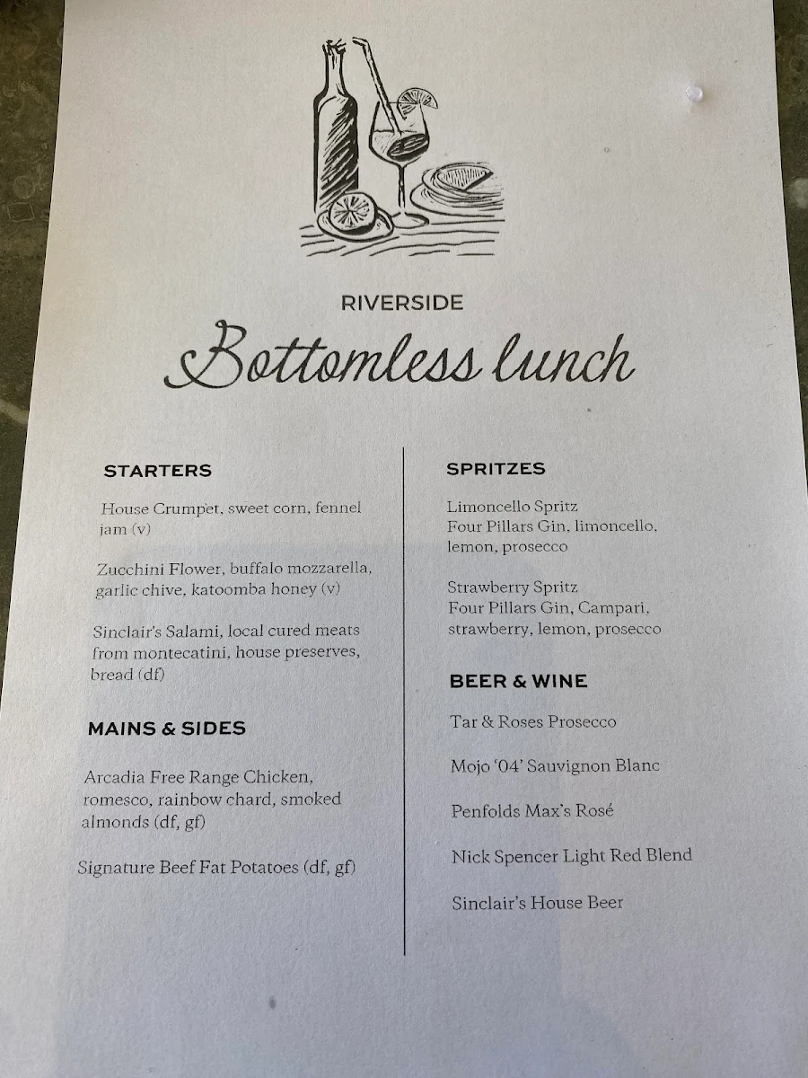 Menu, Sinclair’s