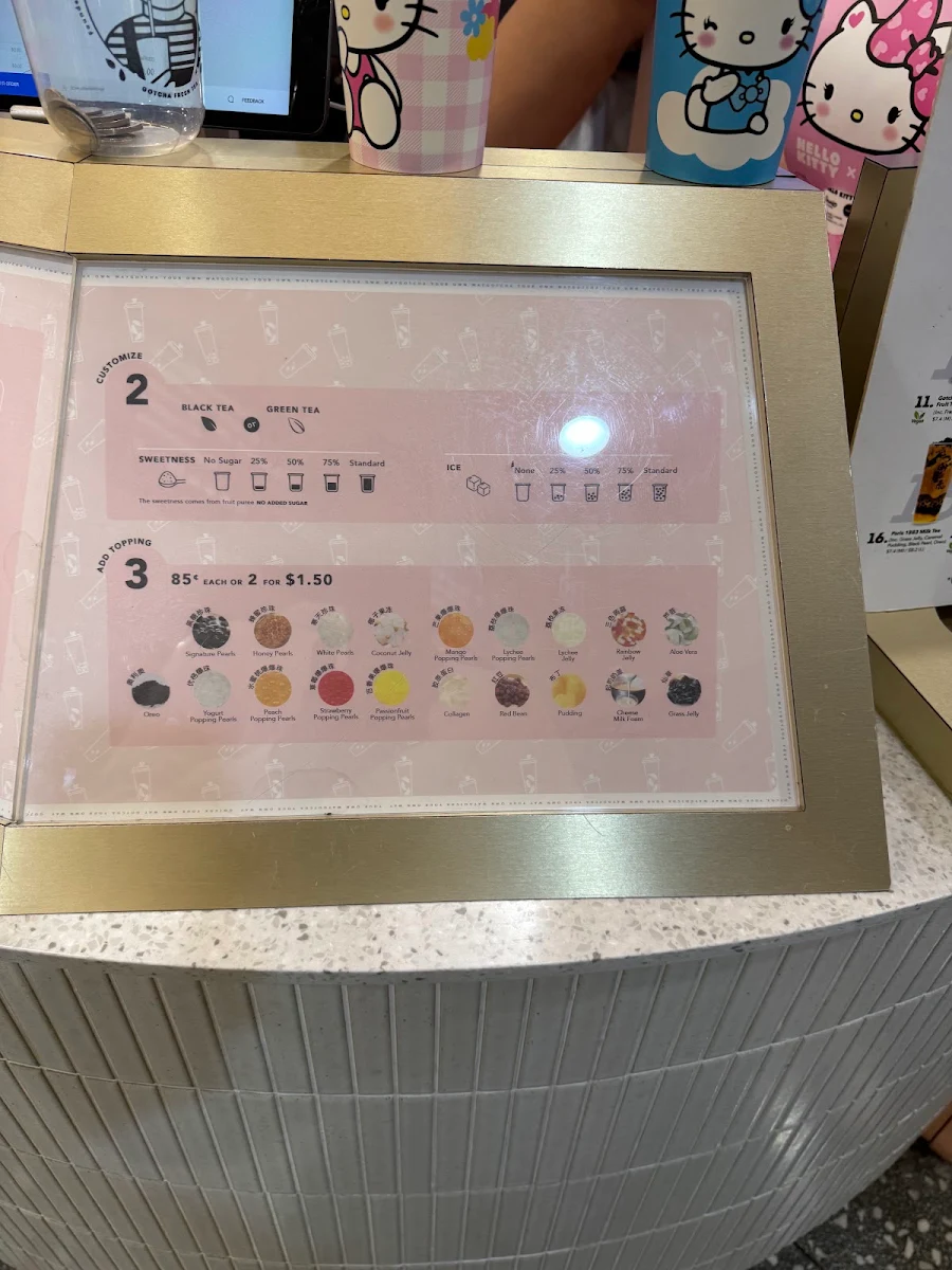 Menu, Gotcha Fresh Tea Macarthur Square