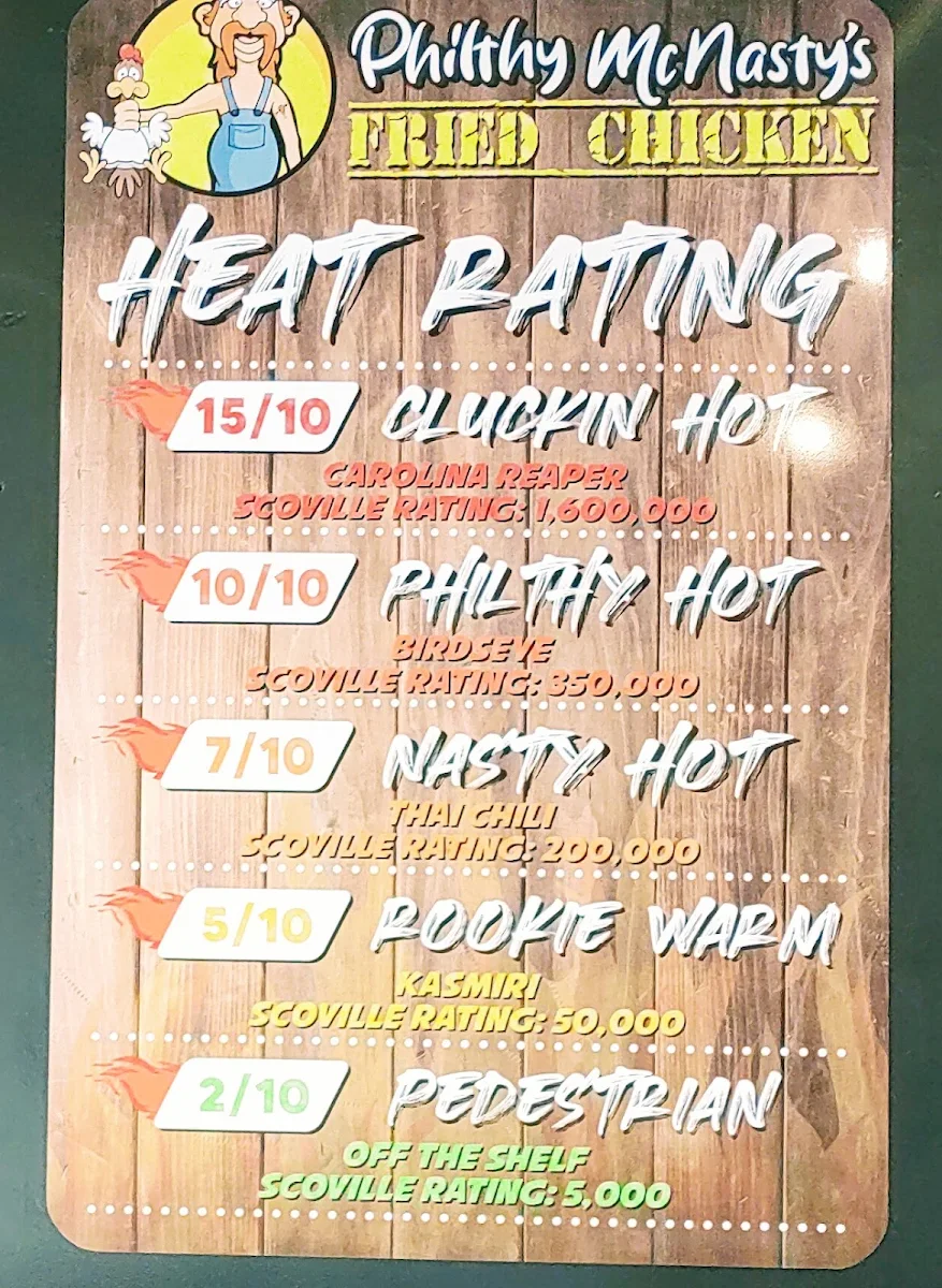 Menu, McNasty's Burgers