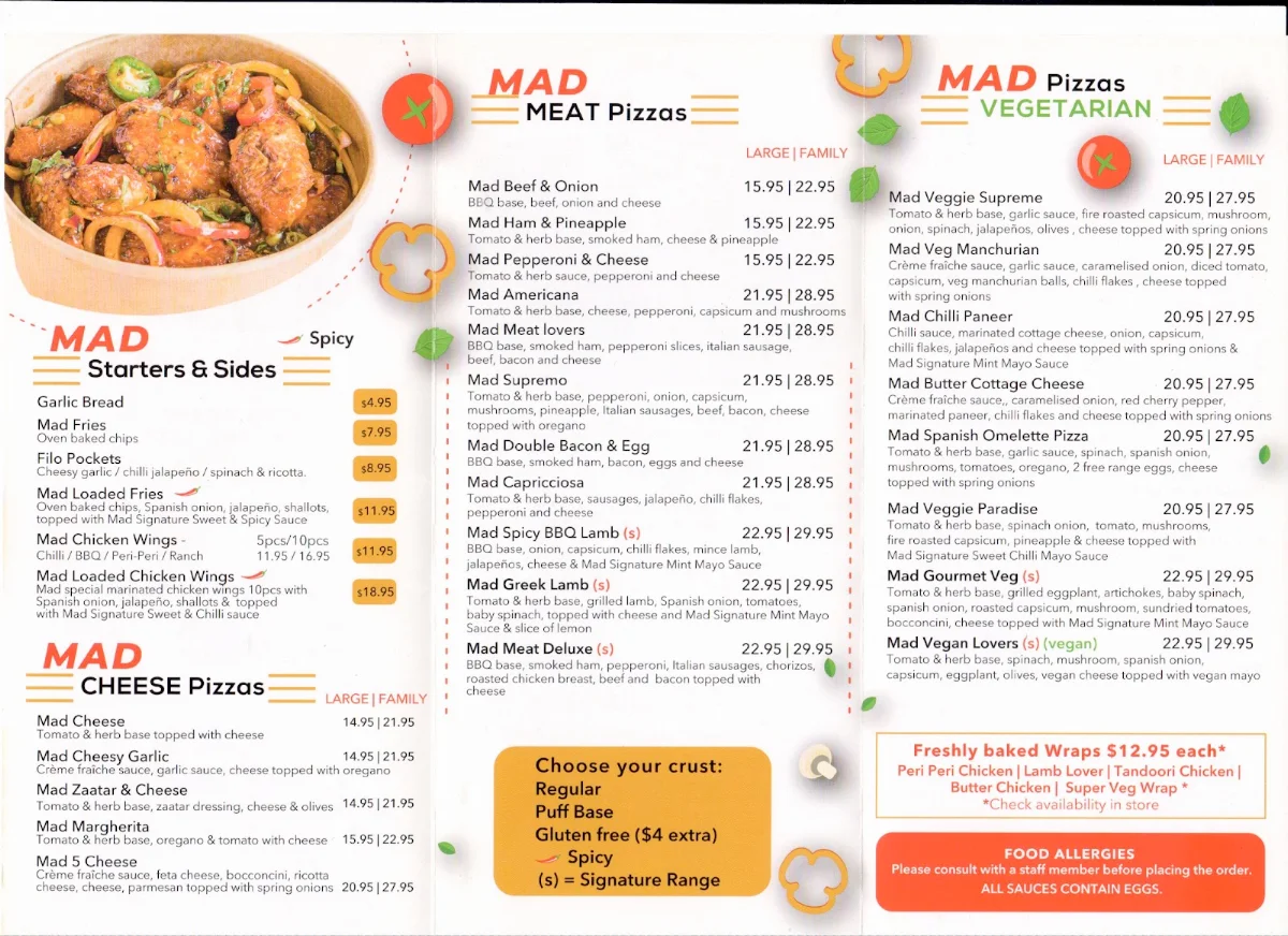 Menu, Mad Toppings Rockdale