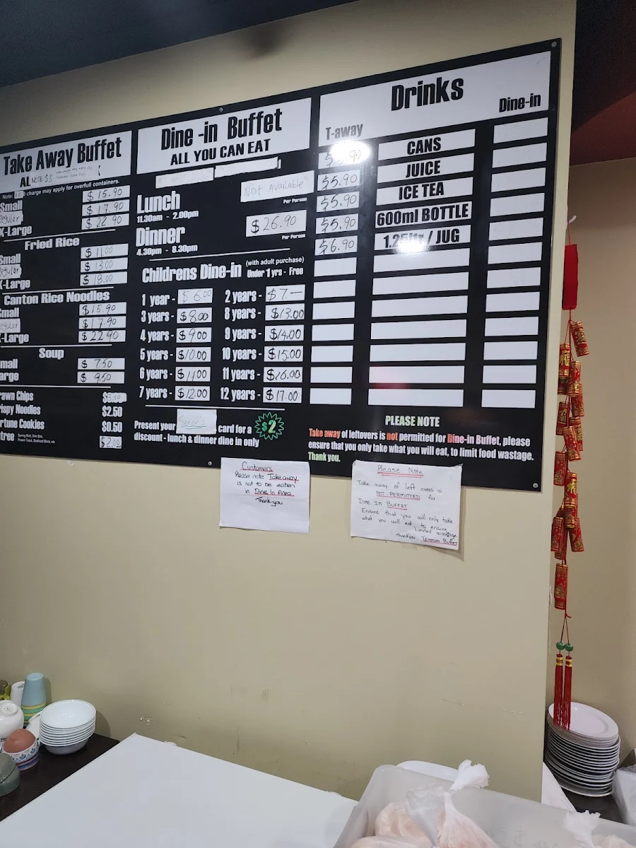 Menu, Tannum Buffet