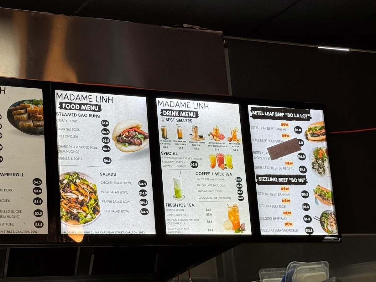 Menu, Madame Linh Vietnamese Cuisine