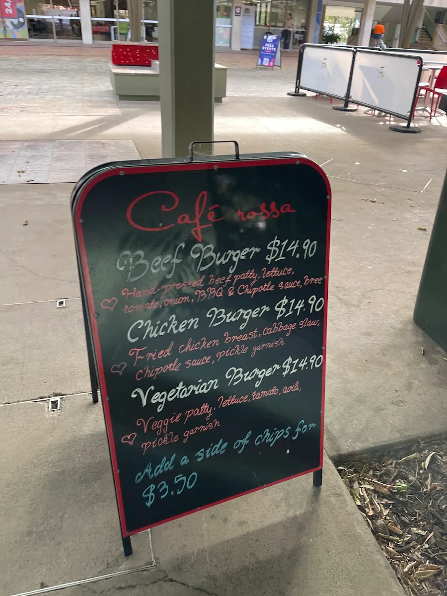 Menu, Cafe Rossa