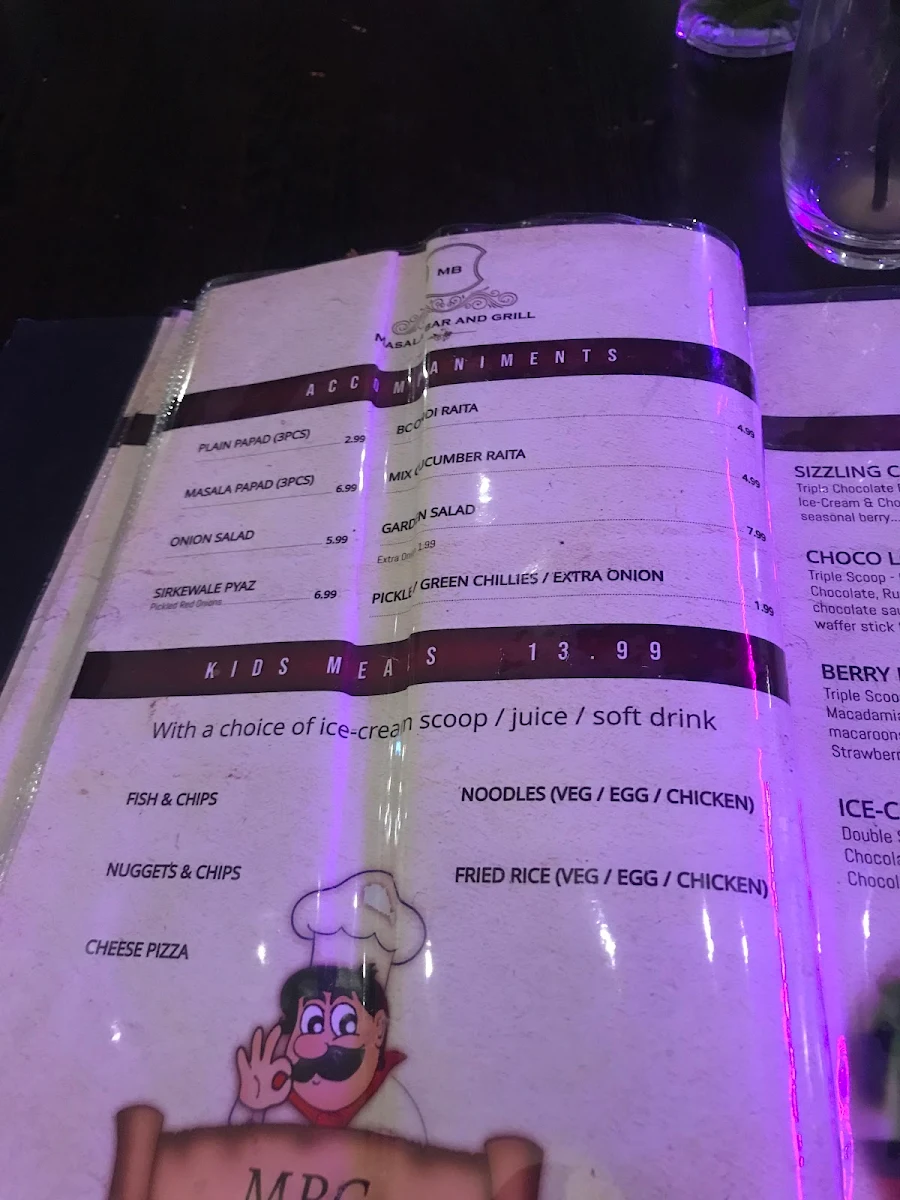 Menu, Indian Restaurant | Masala Bar and Grill | Berwick