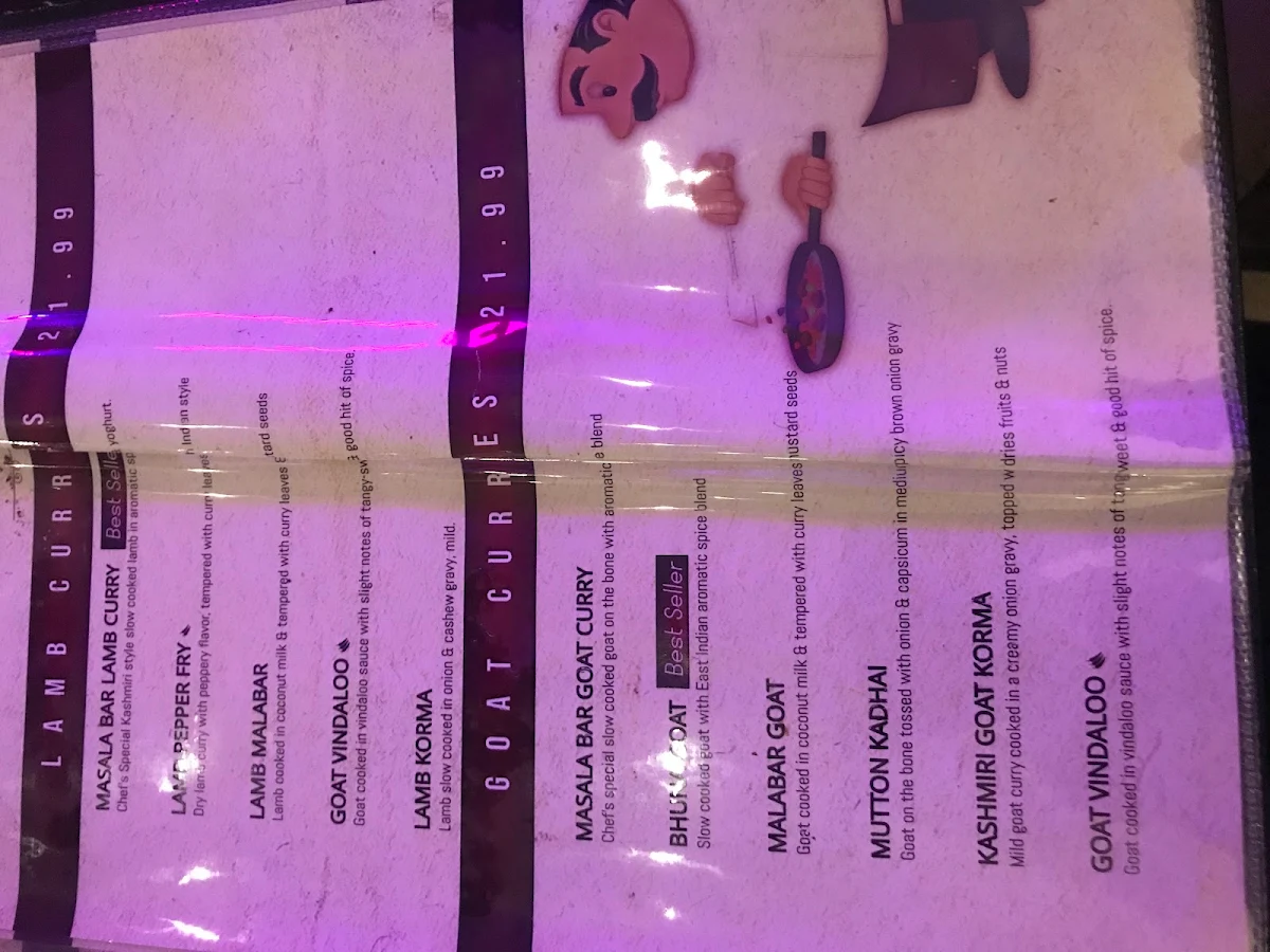 Menu, Indian Restaurant | Masala Bar and Grill | Berwick
