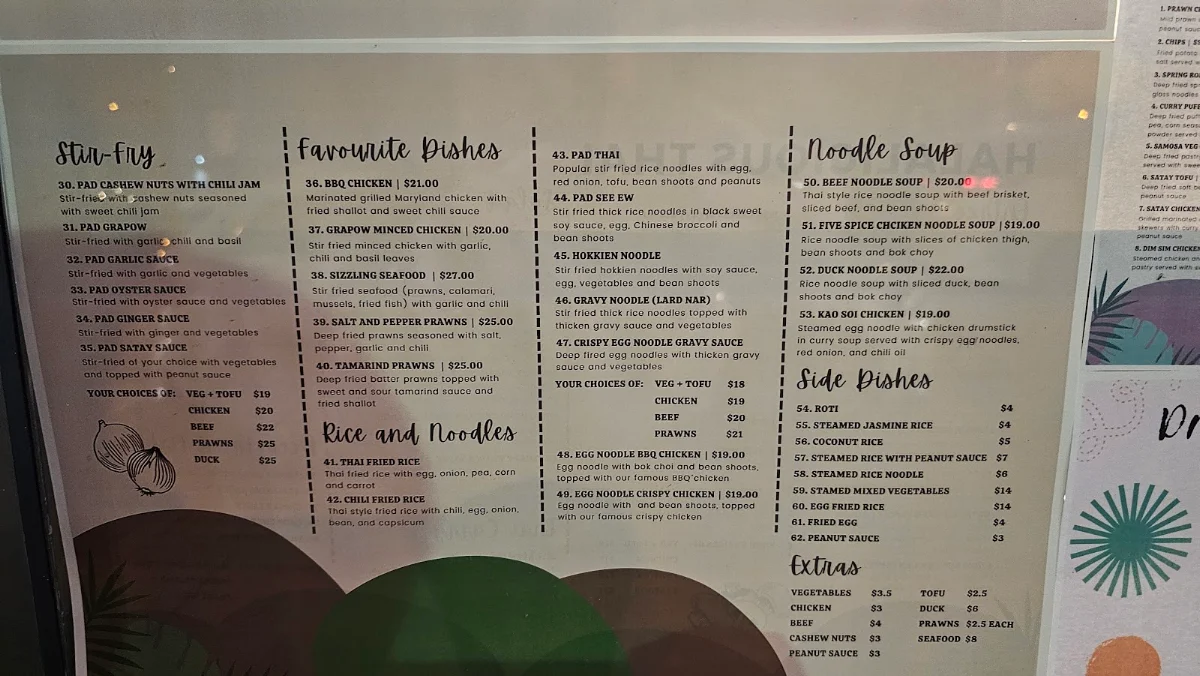 Menu, Halalicious Thai