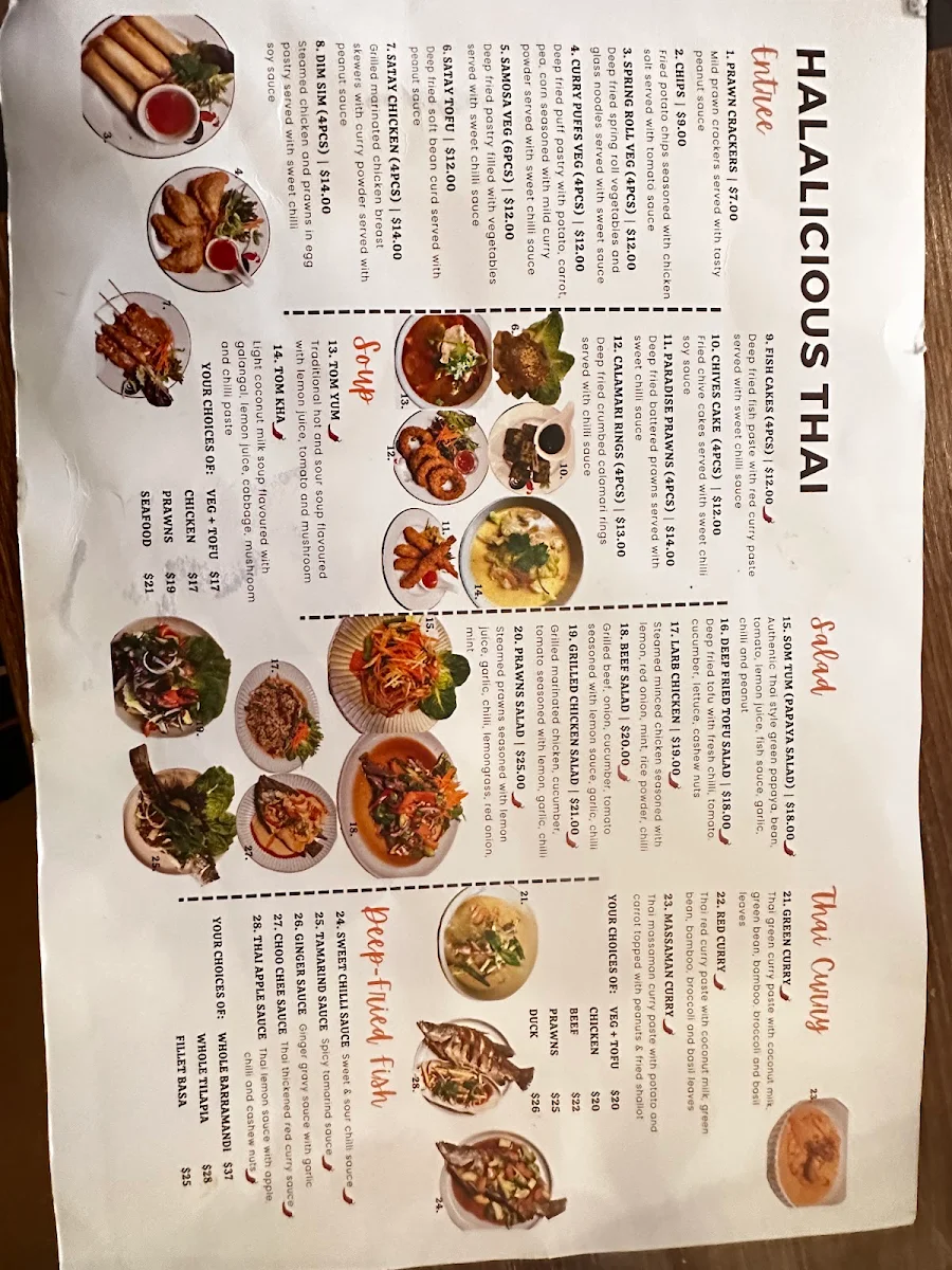 Menu, Halalicious Thai