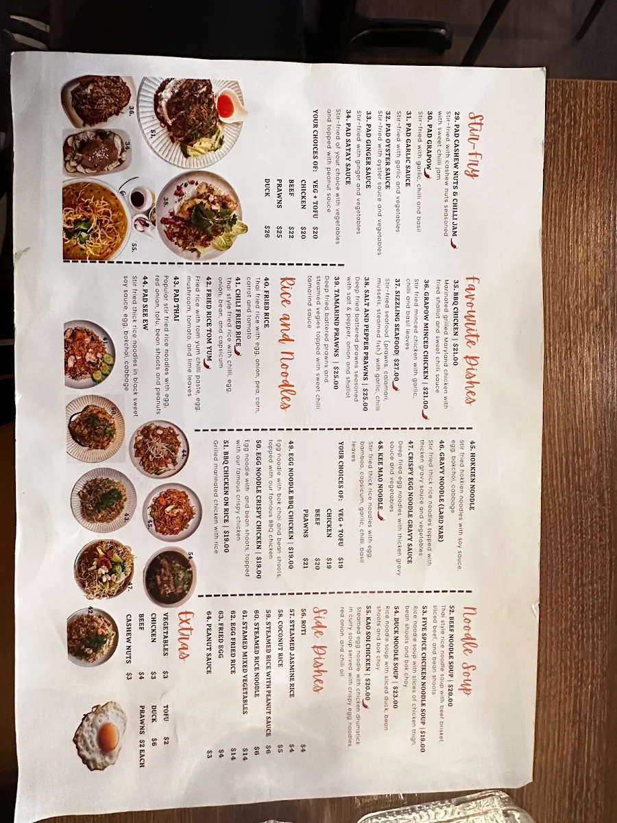 Menu, Halalicious Thai