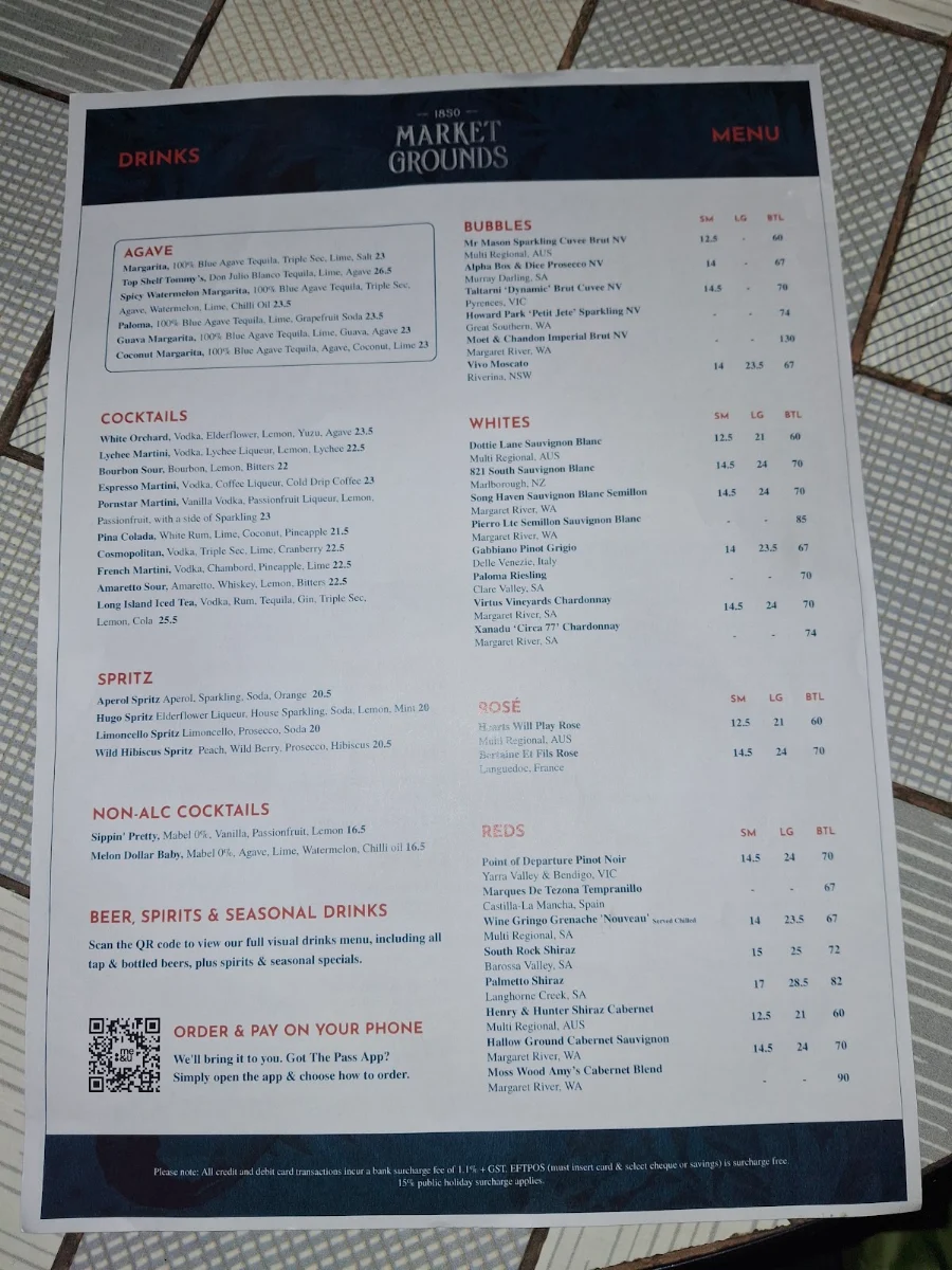 Menu, Market Grounds