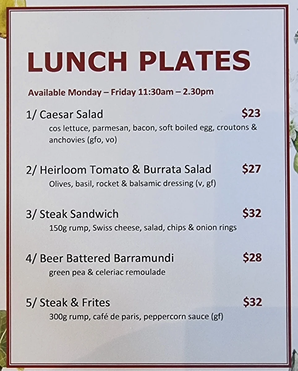 Menu, Market Grounds