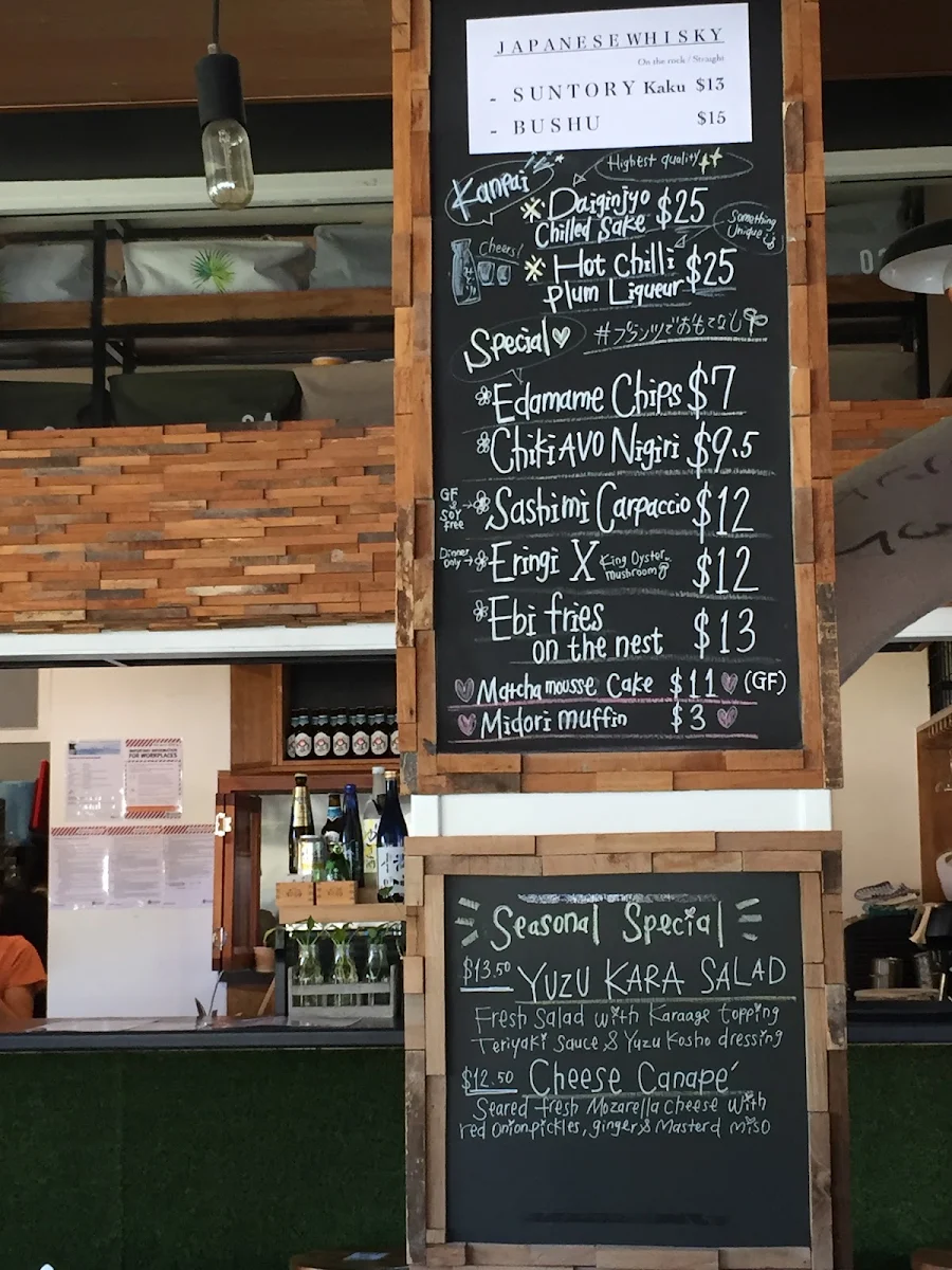 Menu, Izakaya Midori