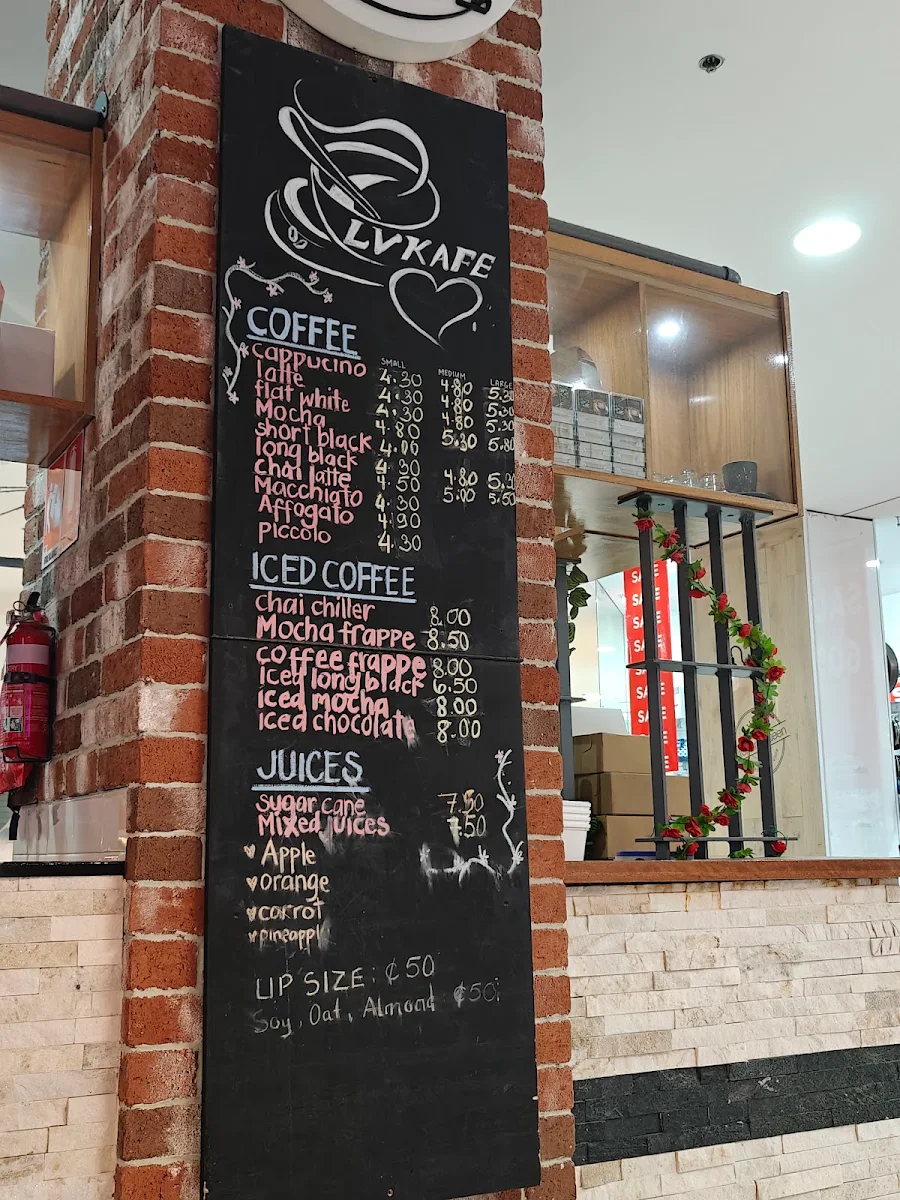 Menu, LV Kafe