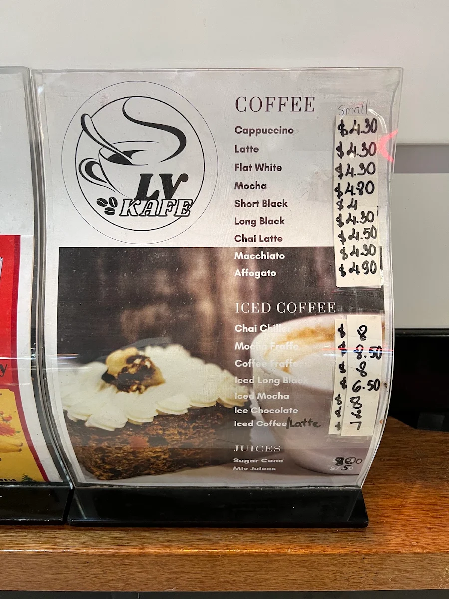 Menu, LV Kafe