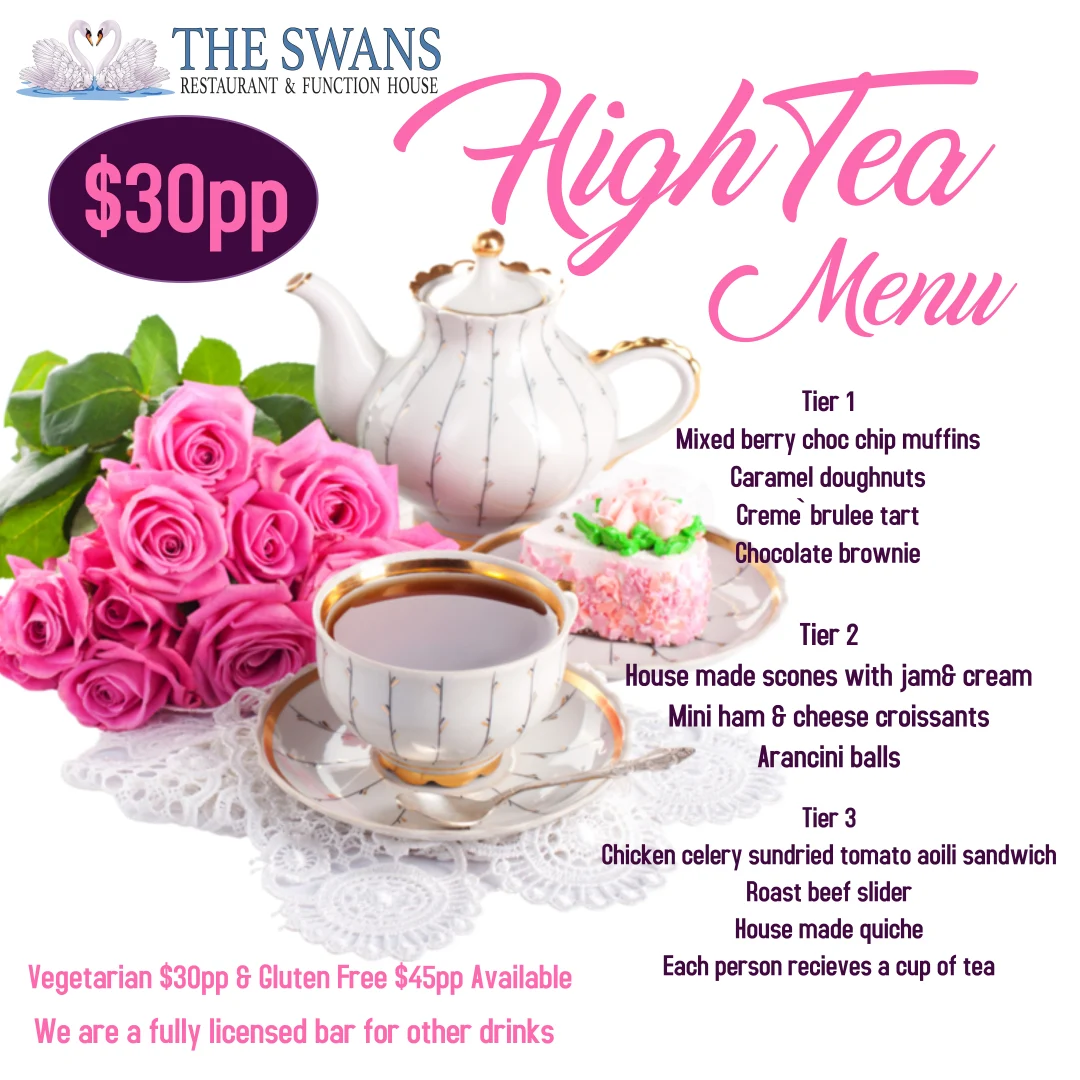 Menu, The Swans Restaurant & Function House