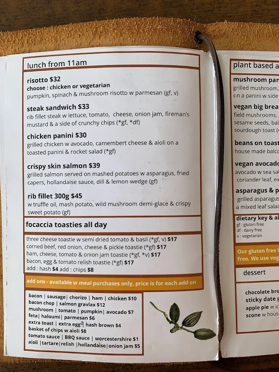 Menu, The Balcony Restaurant