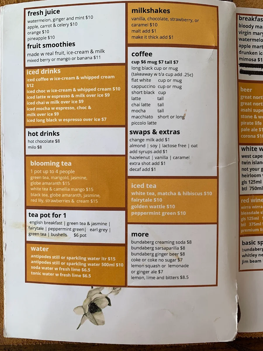 Menu, The Balcony Restaurant