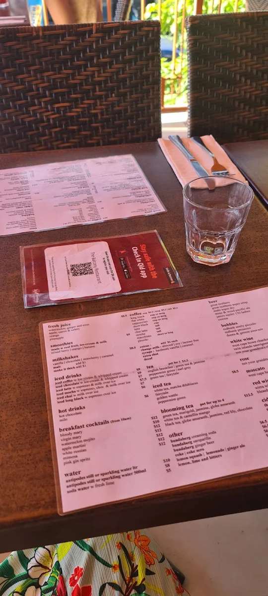 Menu, The Balcony Restaurant