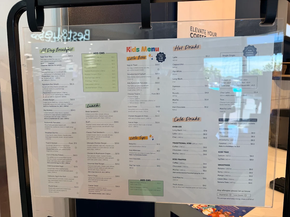 Menu, Jamaica Blue Busselton