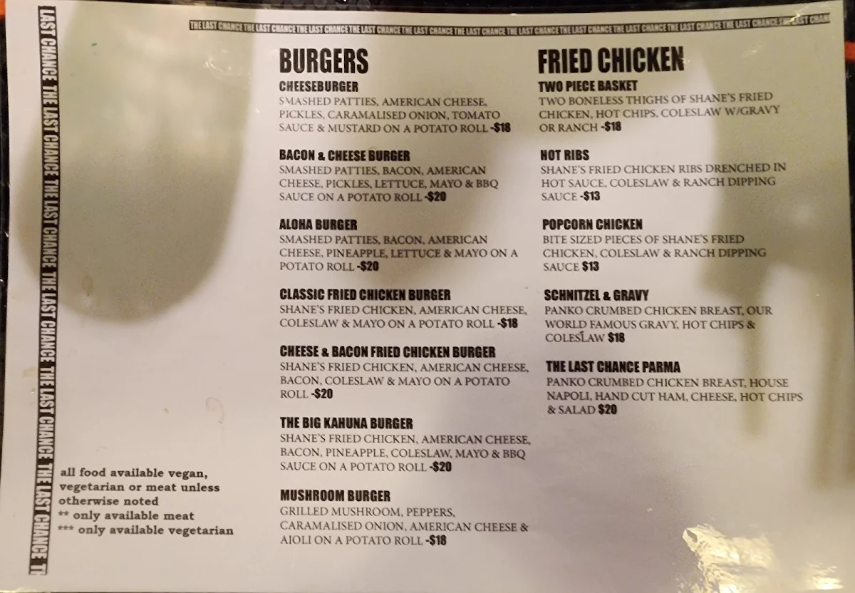 Menu, The Last Chance