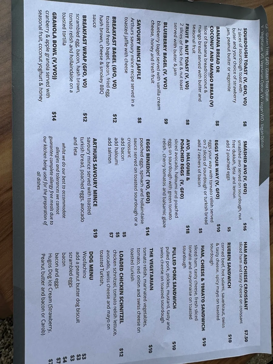 Menu, Frenchies Cafe Wynnum