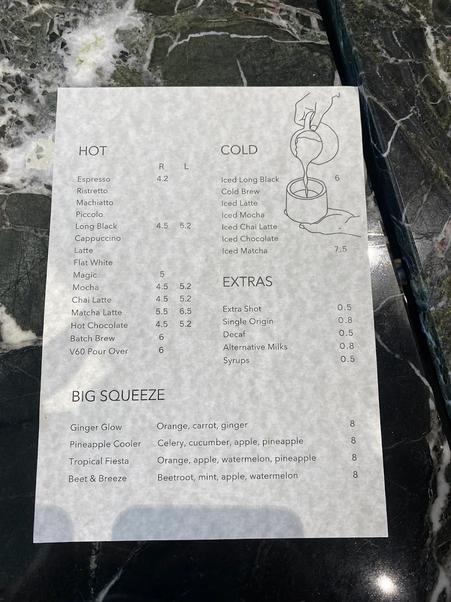 Menu, Toby's Estate Coffee One Farrer