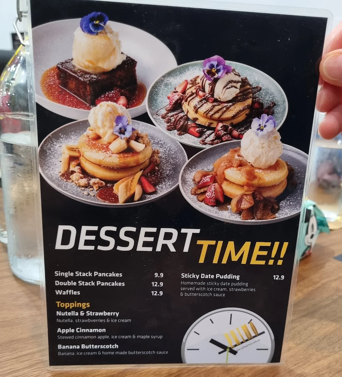 Menu, Caffe Primo, Minlaton