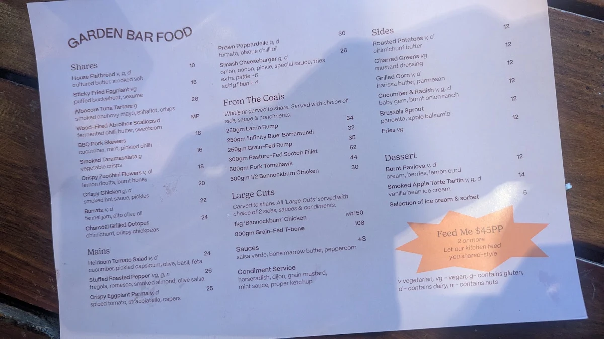Menu, The Bank