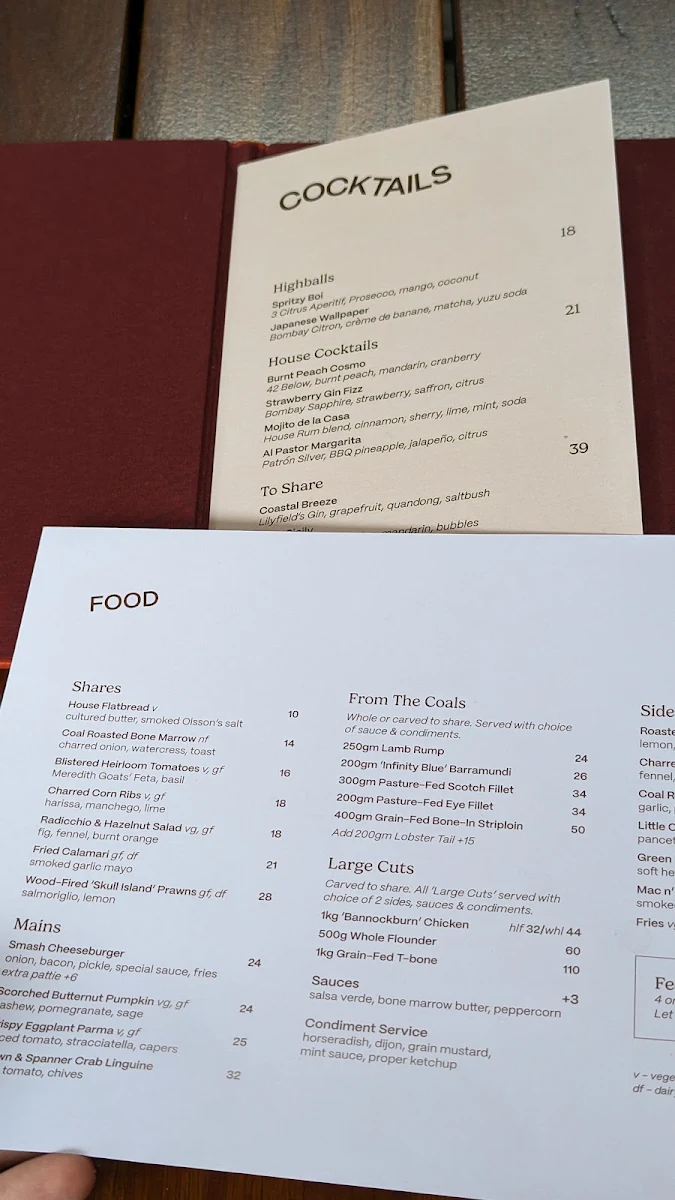 Menu, The Bank