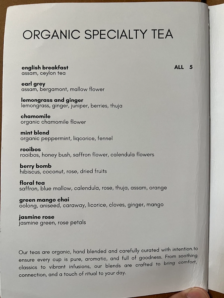 Menu, Roastville Coffee Roasters
