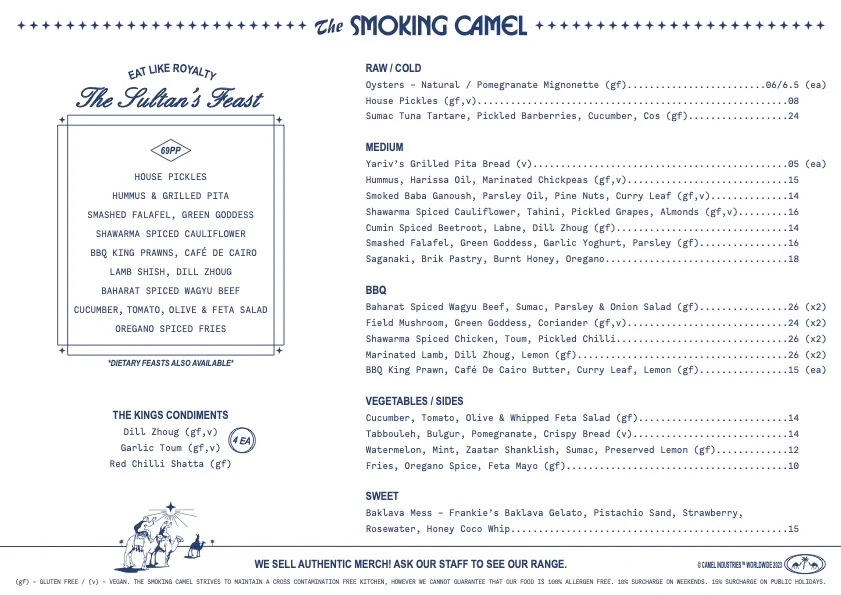 Menu, The Smoking Camel